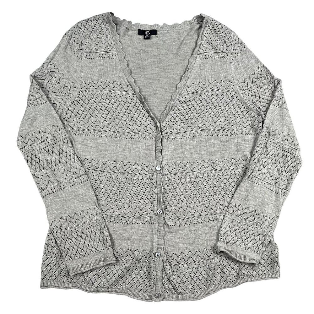 Frye Lightweight Cardigan Sweater Womens XL Sage Green 100% Cotton‎